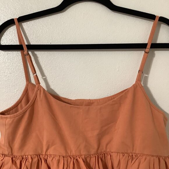 Maeve by Anthropologie Strappy Casual Orange Ruffled Bubble Hem Tank Top L - Picture 8 of 9